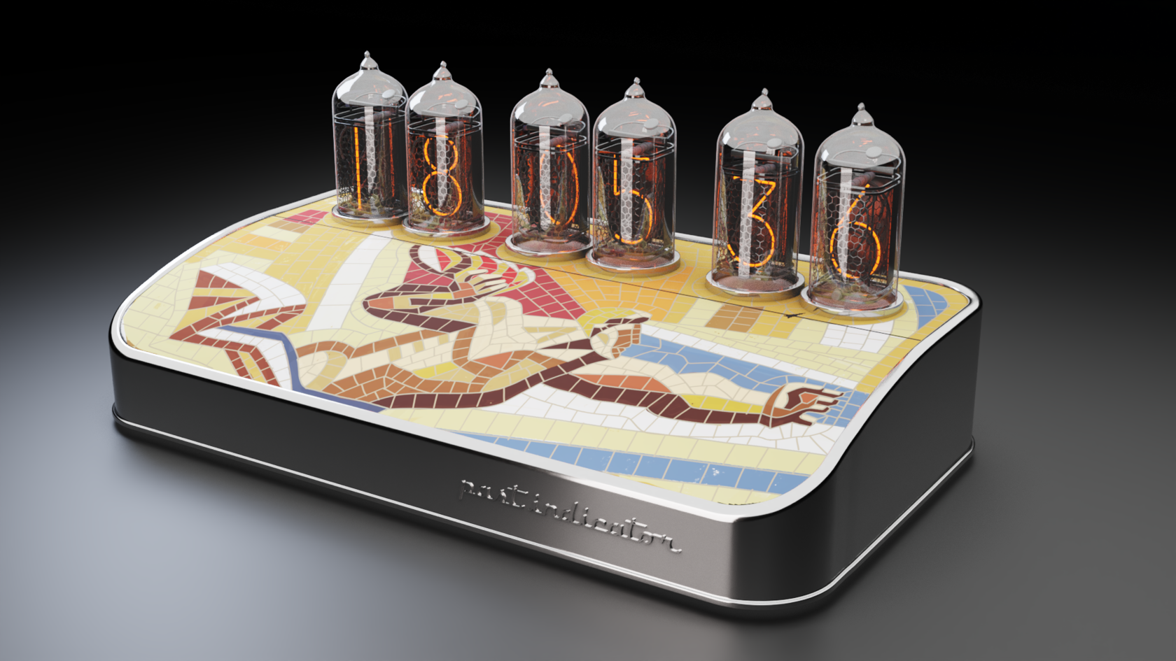 Salut-M: Nickel nixie clock, view 4