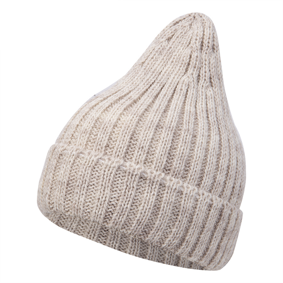 Шапка бини вязаная НАСВЯЗИ©, бежевый меланж — фото 1