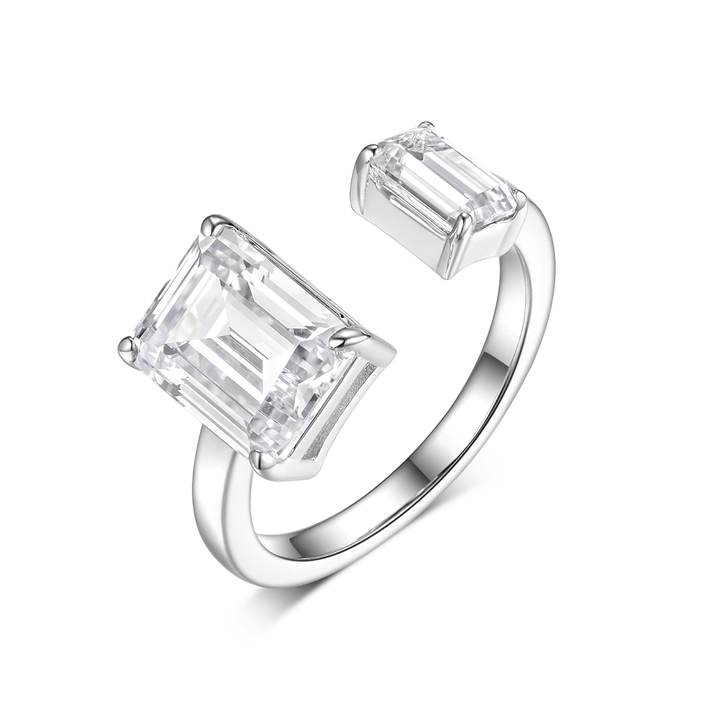 Кольцо с камнем в огранке багет