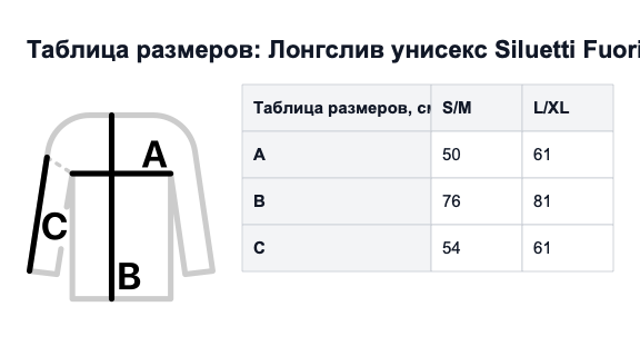 Таблица размеров