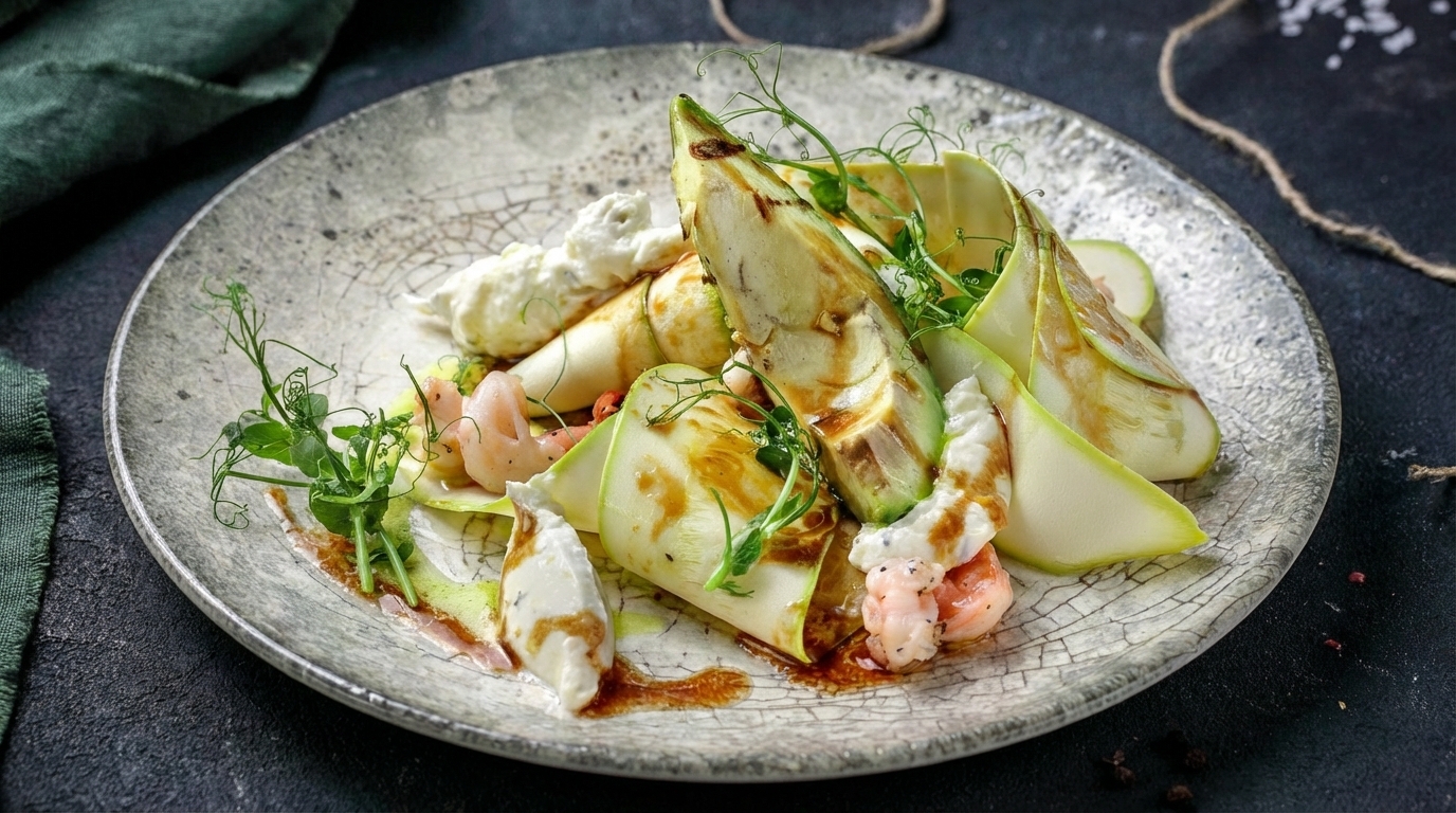 Салат из цукини с креветками