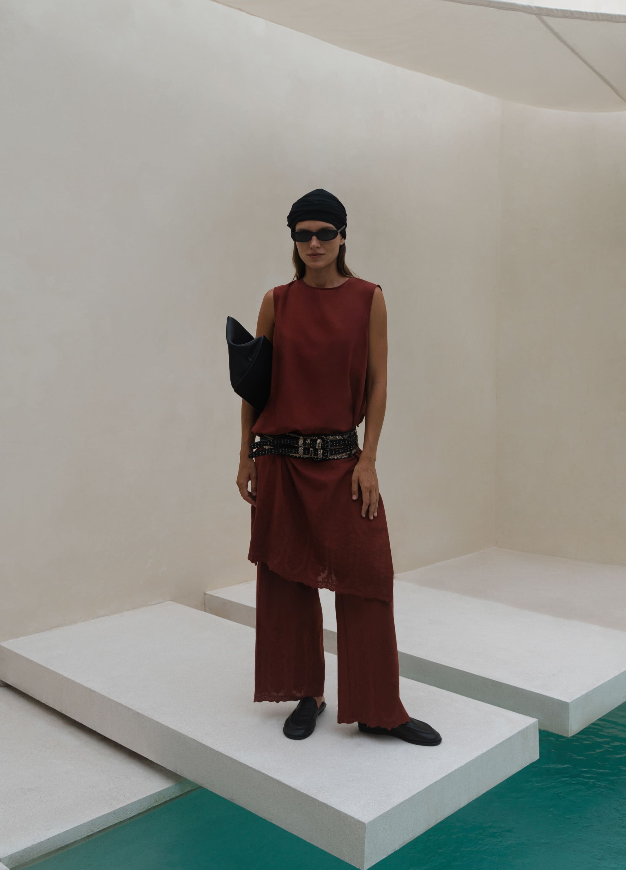 

Костюм Tuscany из премиального хлопка: туника + брюки - Терракотовый, Terracotta;терракотовый