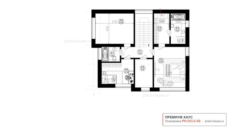 Планировка 2 этажа дома Райт ГП-250, 253 м²— Премиум Хаус