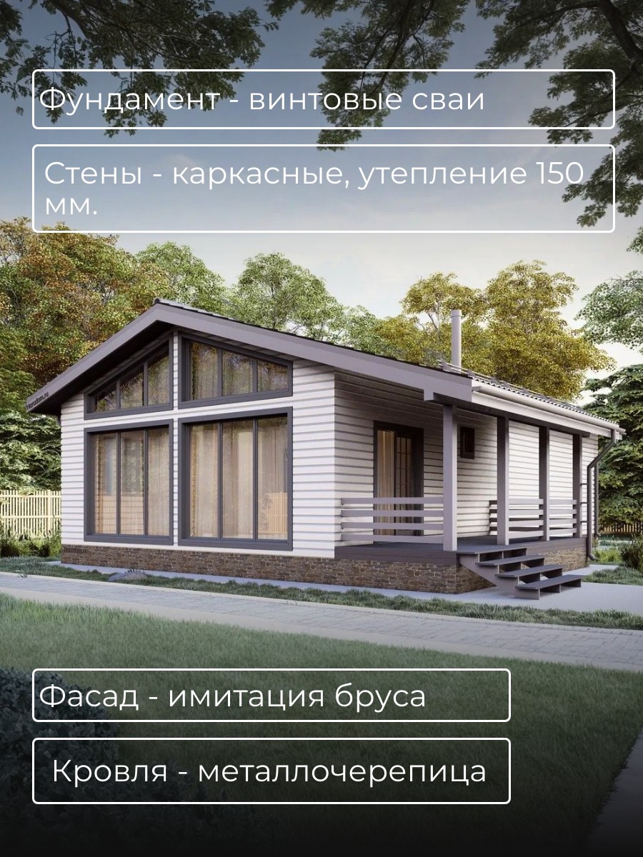 Проект дома 97 м2 / Каркасник / 1 этаж / — фото 5