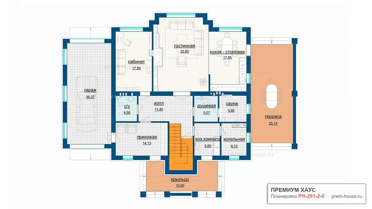 Планировка 1 этажа дома Зеленогорск КВ-303, 303 м² — Премиум Хаус