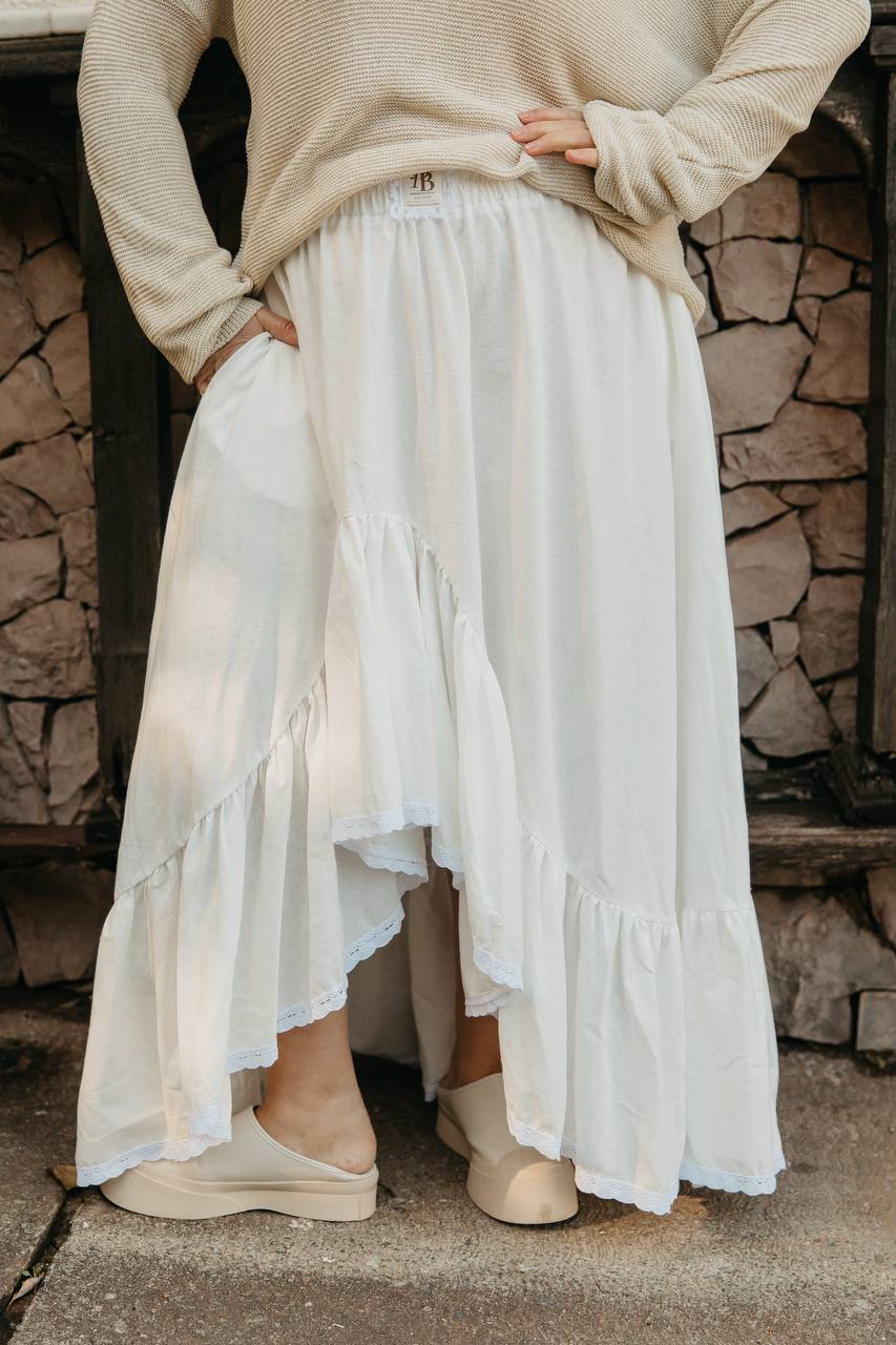 Юбка с воланом и кружевом «Есения» PLUS SIZE