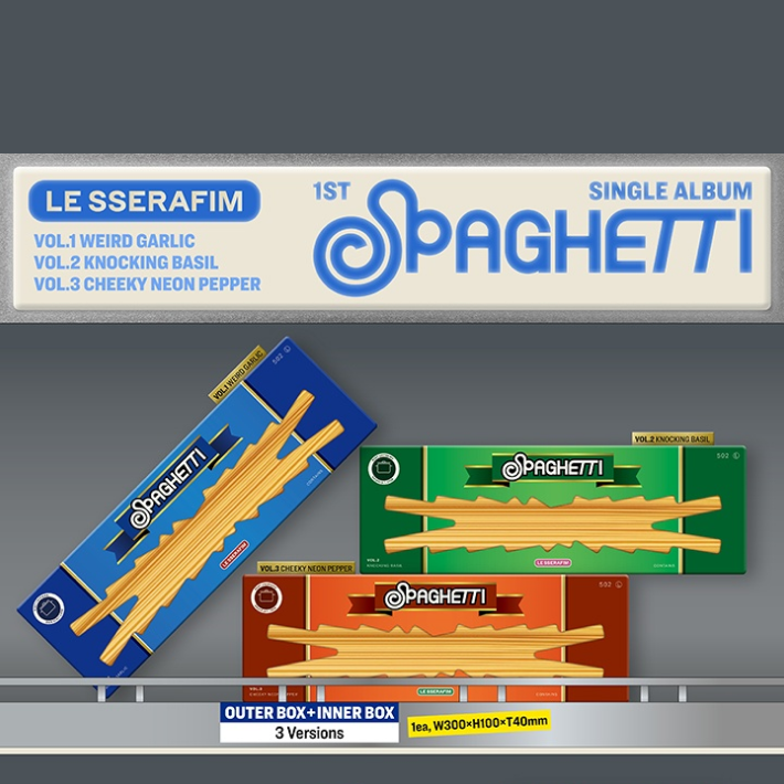 Сингл-альбом LE SSERAFIM SPAGHETTI — три версии