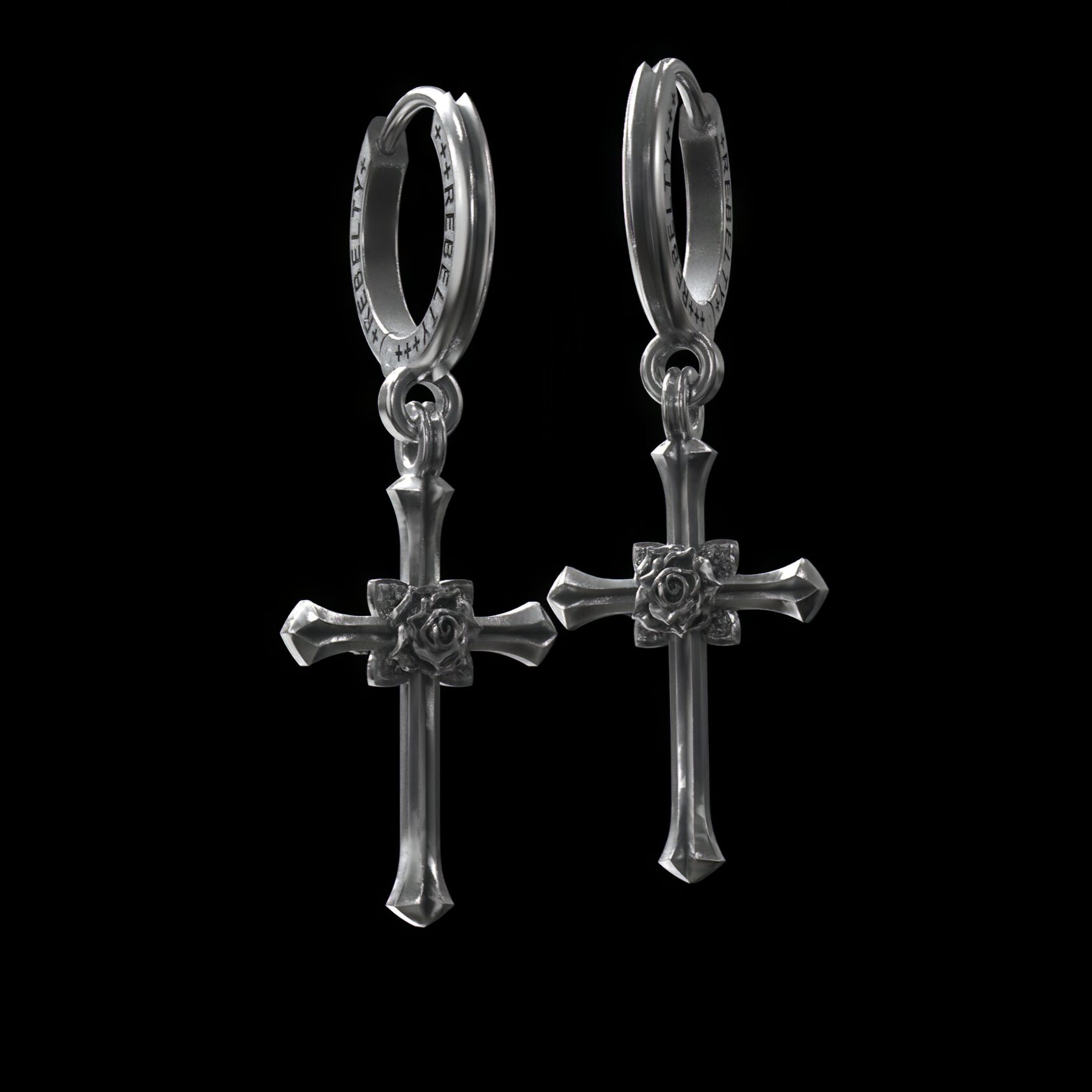 Серьги с крестом Crosses and roses фото