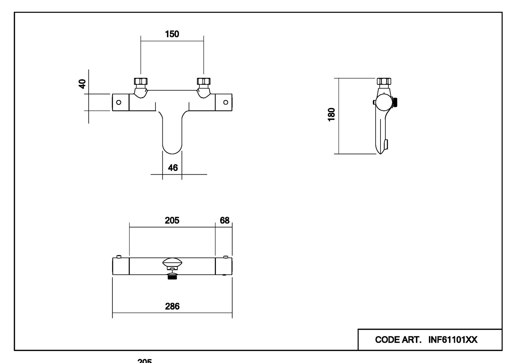 Cмеситель для ванны и душа Perfecta схема