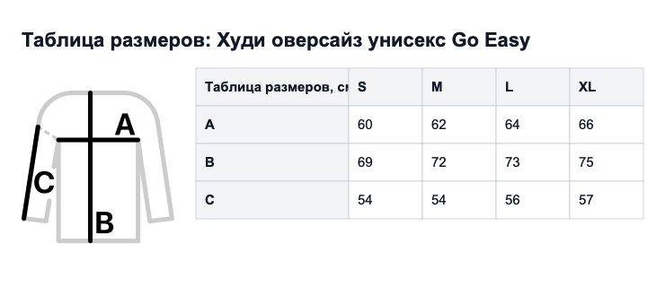 Таблица размеров