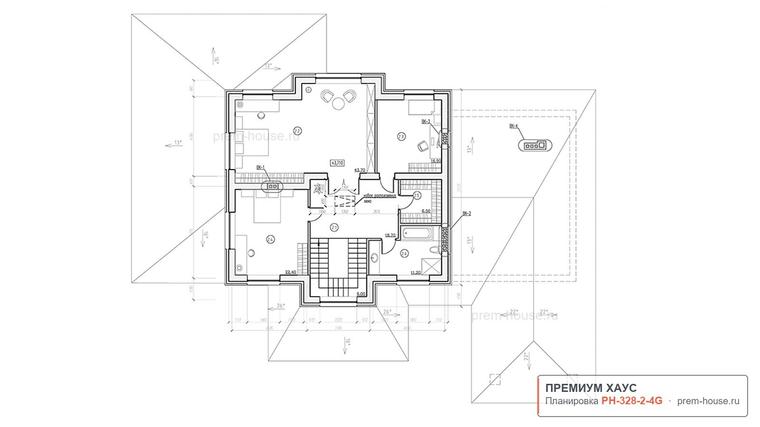 Планировка 2 этажа дома Райт КВ-323, 328 м²— Премиум Хаус