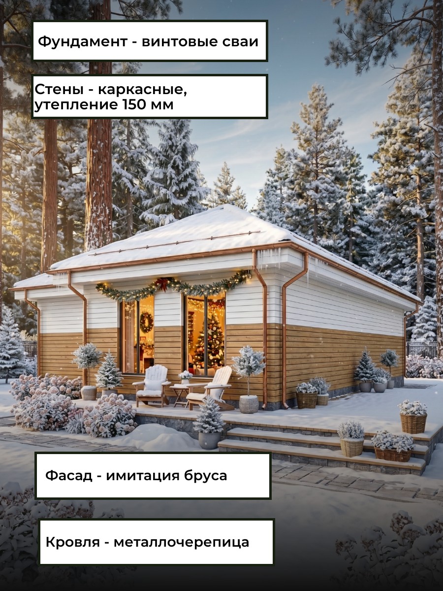 Проект дома 86 м2 / Каркасник / 1 этаж / — фото 5