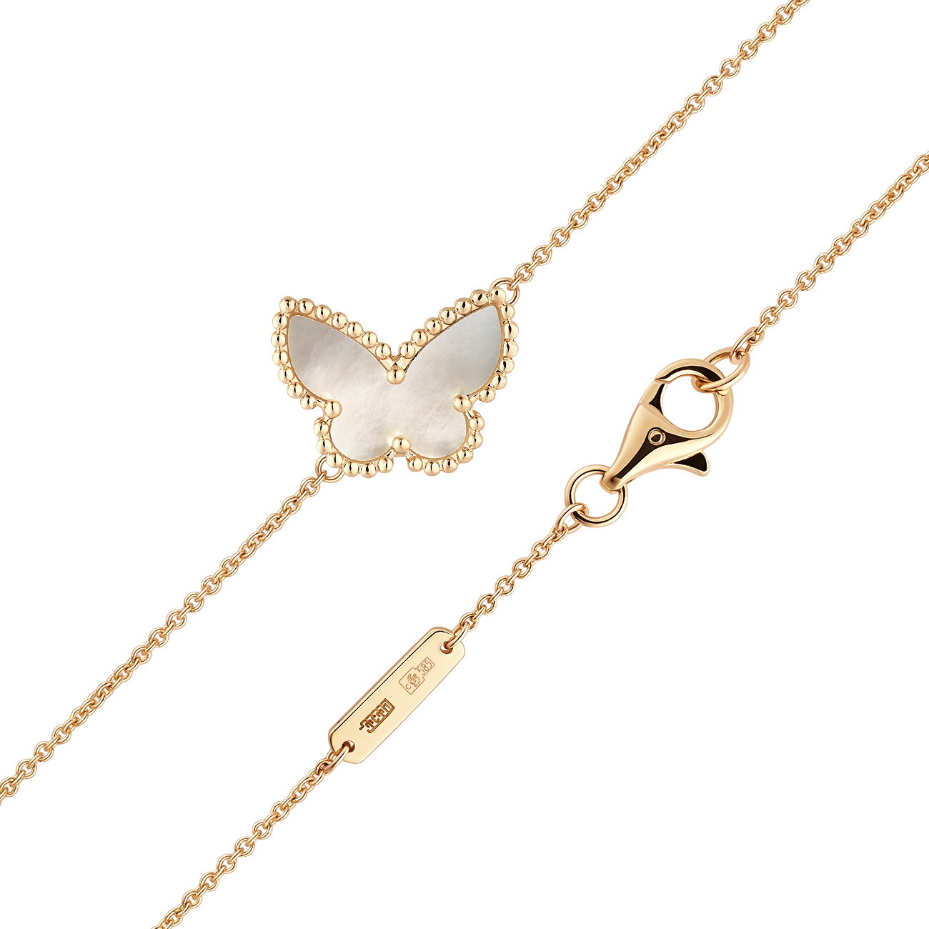 Van Cleef Браслет «Бабочка» с перламутром из желтого золота 585 пробы ...