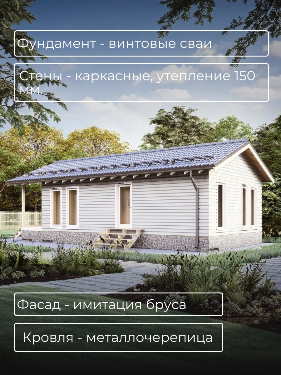 Проект дома 50 м2 / Каркасник / 1 этаж / — фото 5