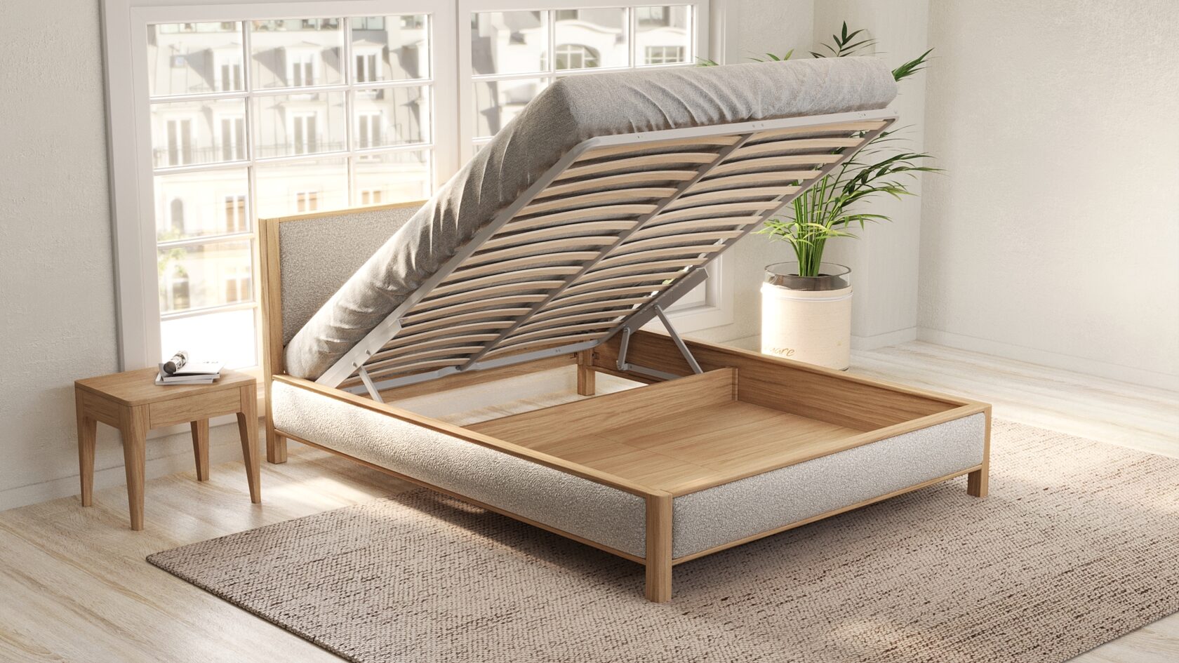 двуспальная деревянная кровать  с подъемным механизмом Лапина Мебель