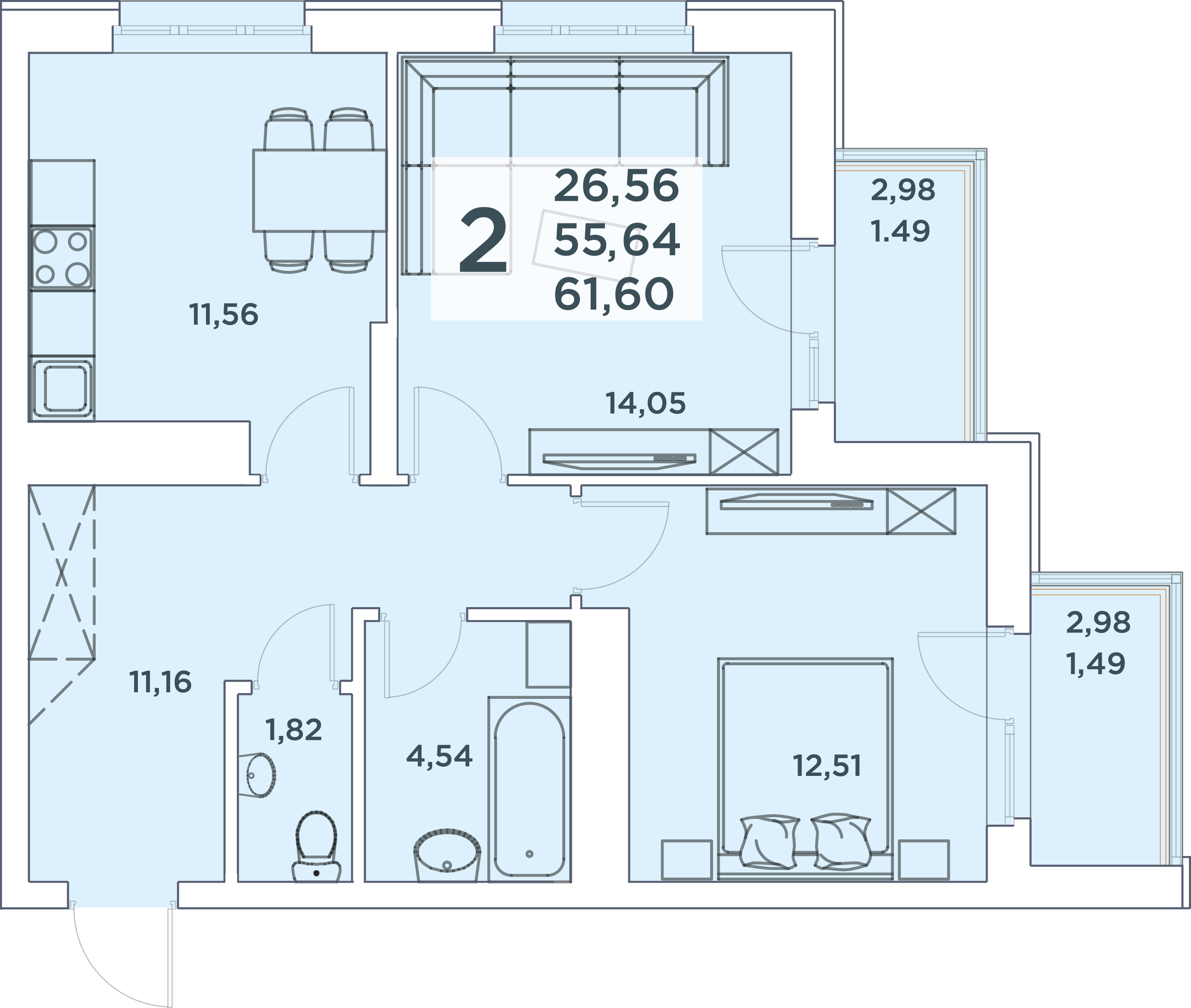 2-к квартира