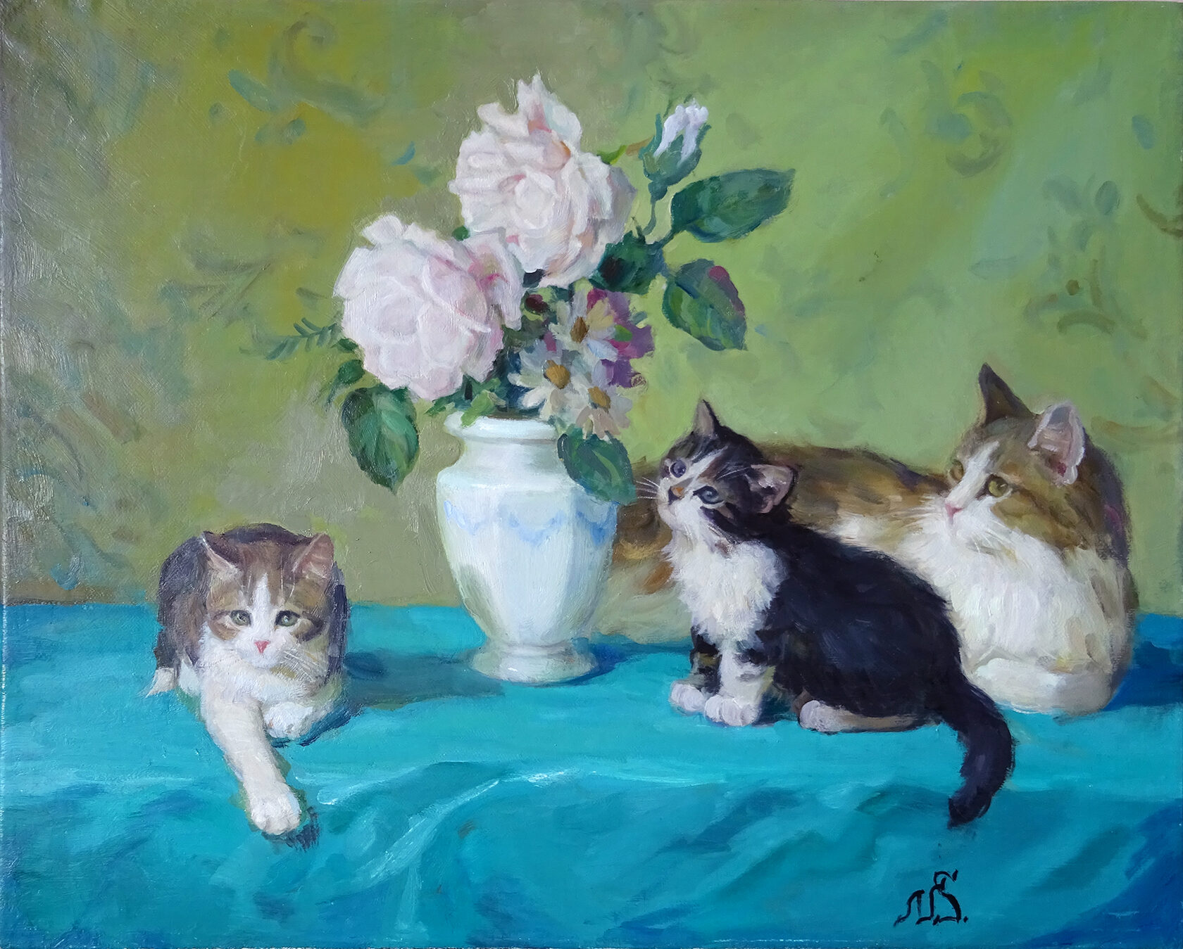 Картина «Коты и розы - 40х50 см» - Новосадюк Святослав