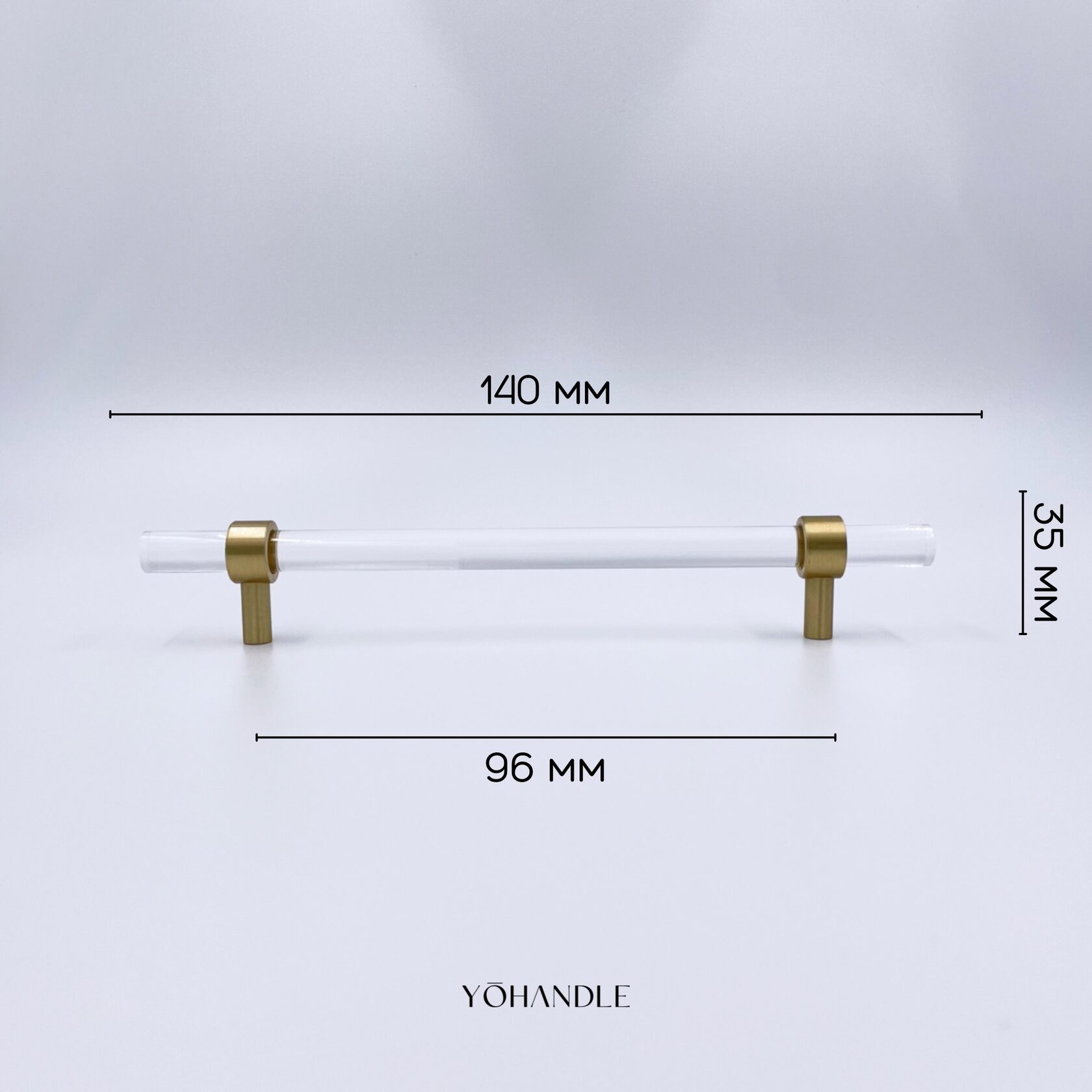 Купить ручки рейлинги 96мм золото для мебели в Москве | Прозрачная  мебельная ручка рейлинг Glass&Gold - цена