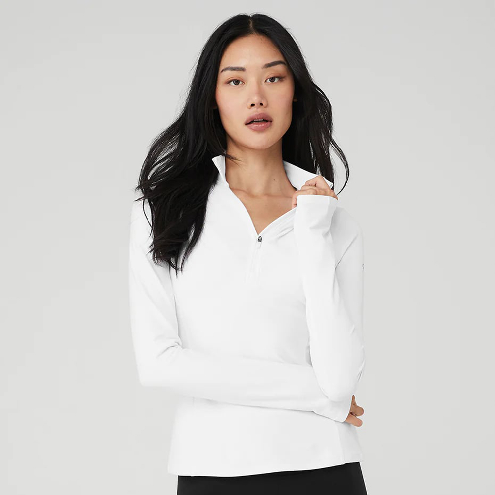 ALO YOGA ALOSOFT 1/2 ZIP RAPID PULLOVER ОТТЕНОК WHITE - ALO YOGA