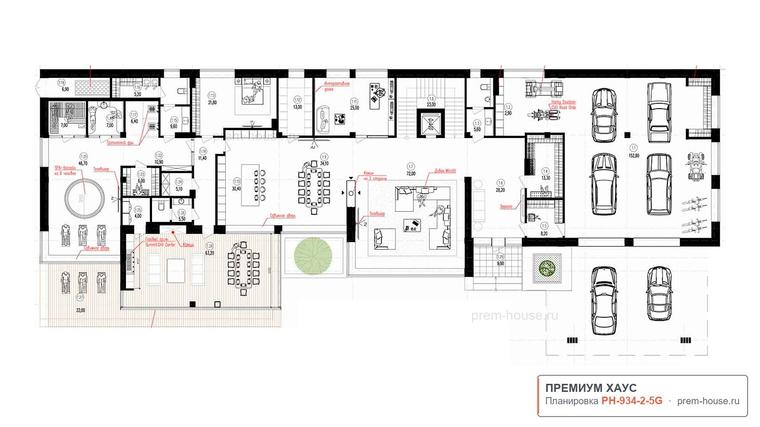 Планировка 1 этажа дома Райт КП-1630, 1630 м²— Премиум Хаус
