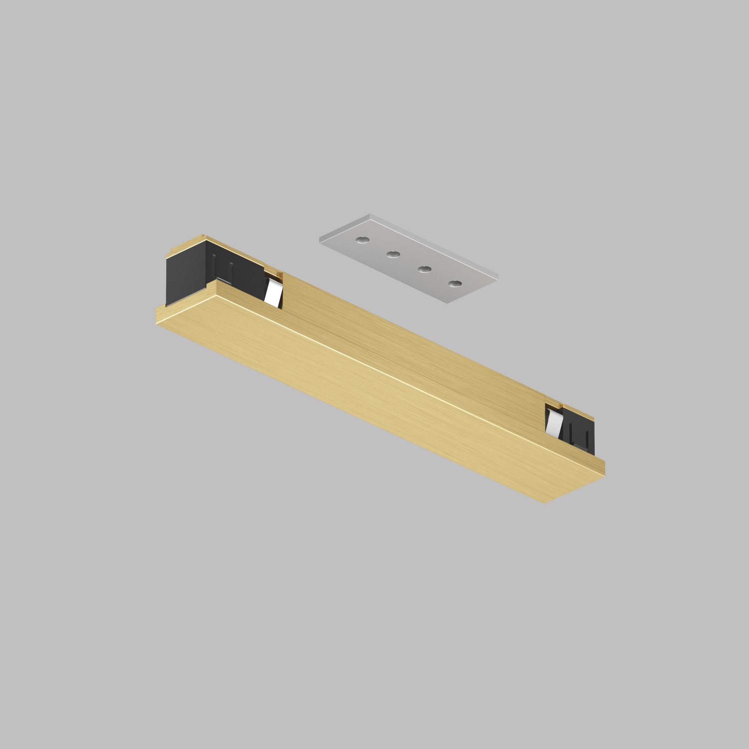 TR5722-SB Электрический коннектор прямой для трека SHINE BASE, 48V DC, IP20, сатинированная латунь, алюминий - вид 1