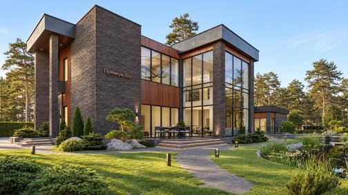 Современный дом с плоской кровлей Лисий Нос — проект, 530 м² — Визуализации дома, фото 2 — Премиум Хаус