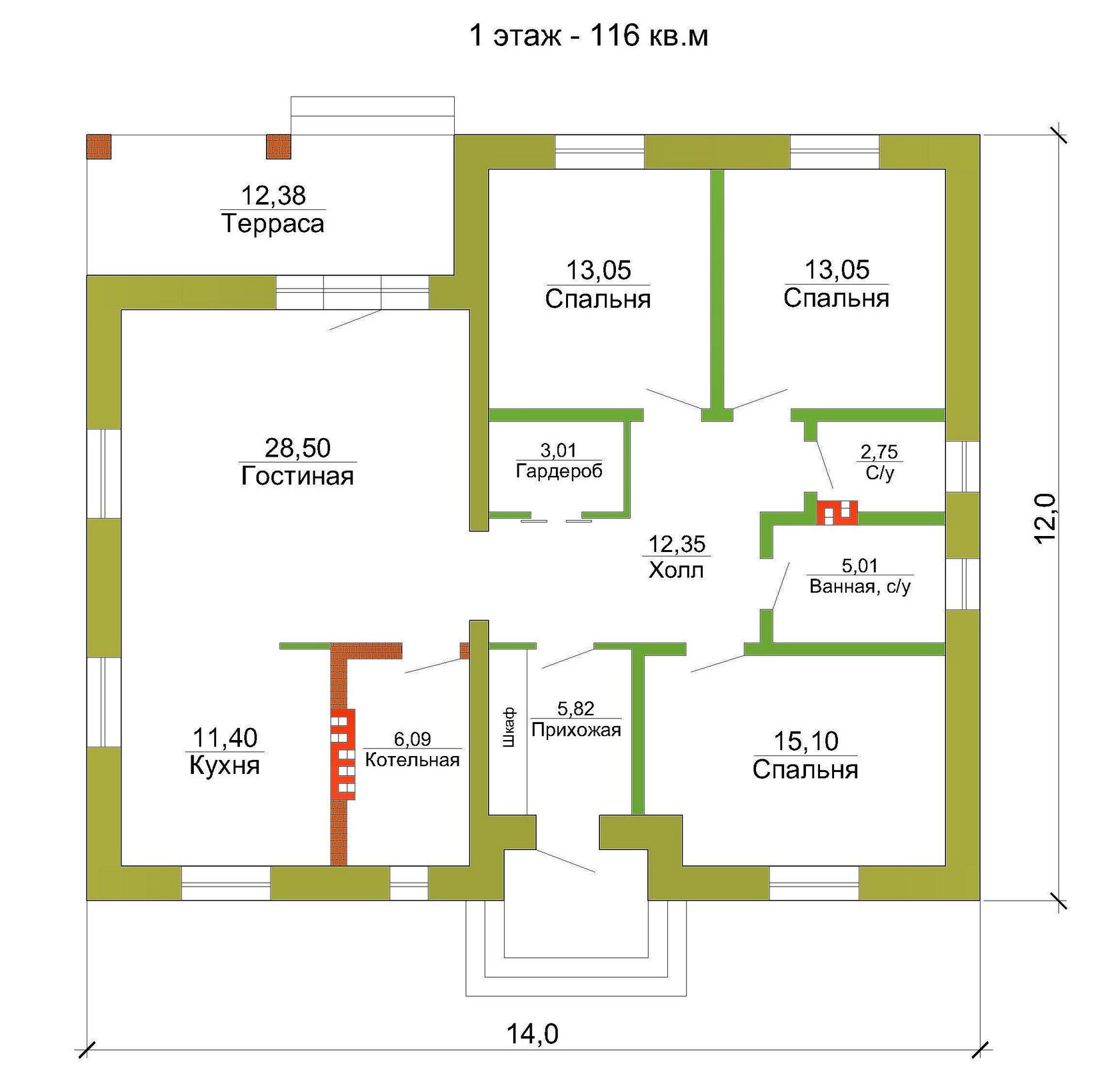 Планировки одноэтажных домов до 100 кв м с 3 спальнями