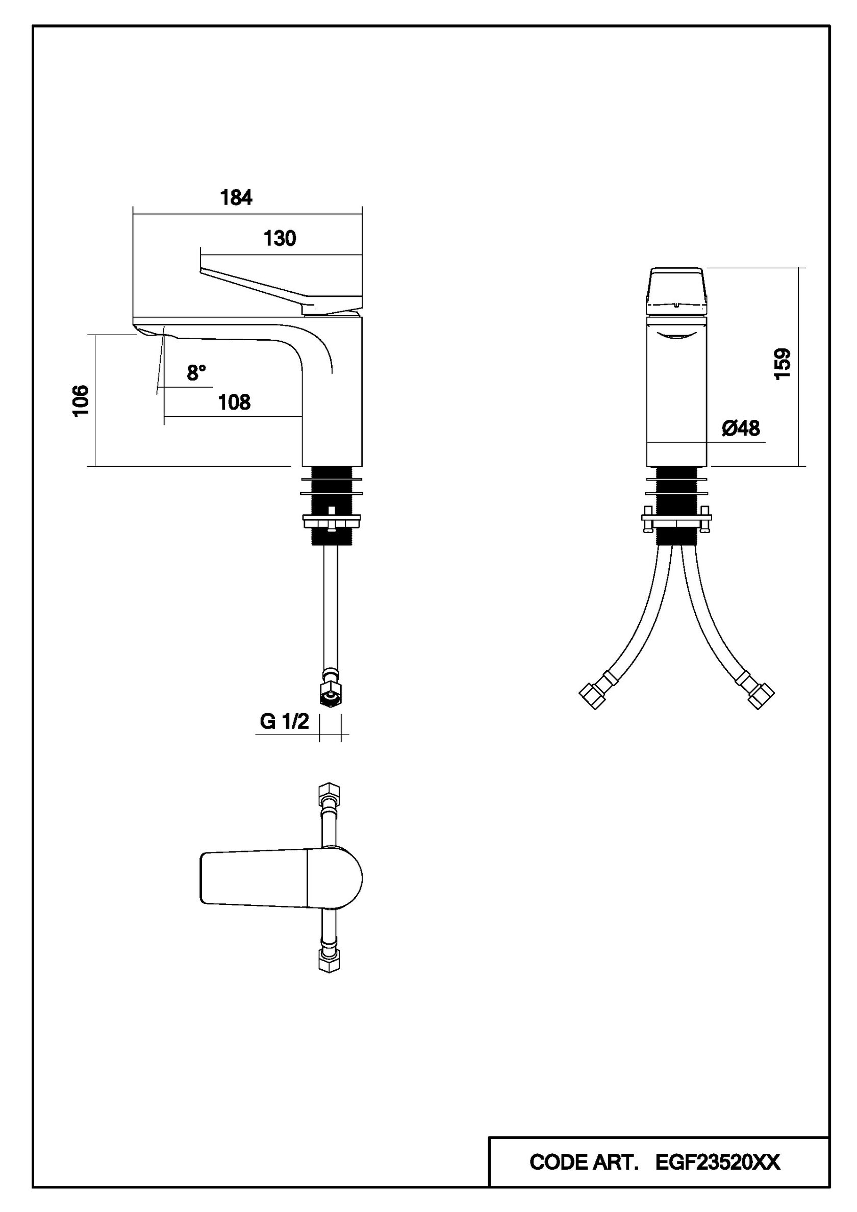 Cмеситель для раковины Intensa схема