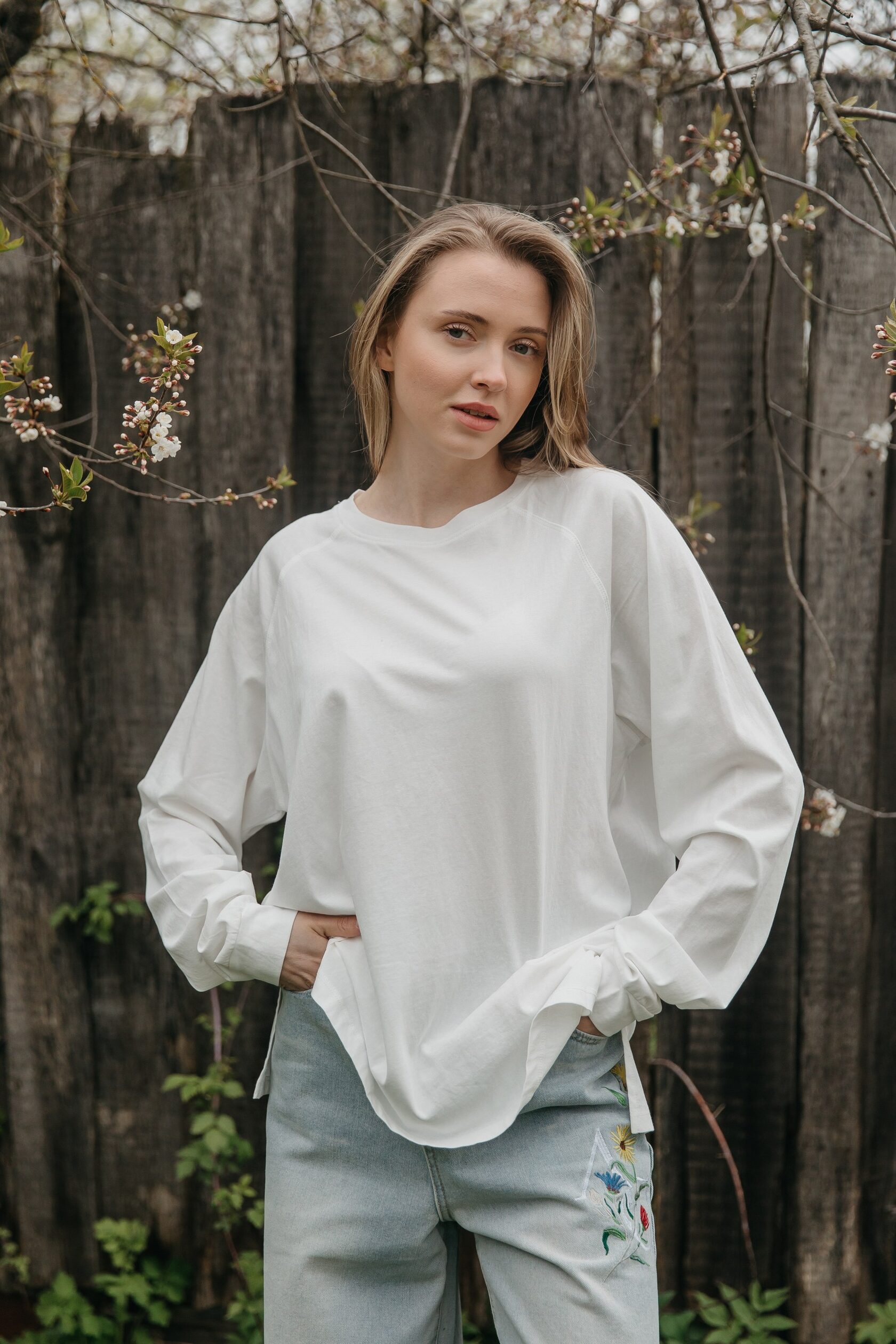 Лонгслив из батистового хлопка