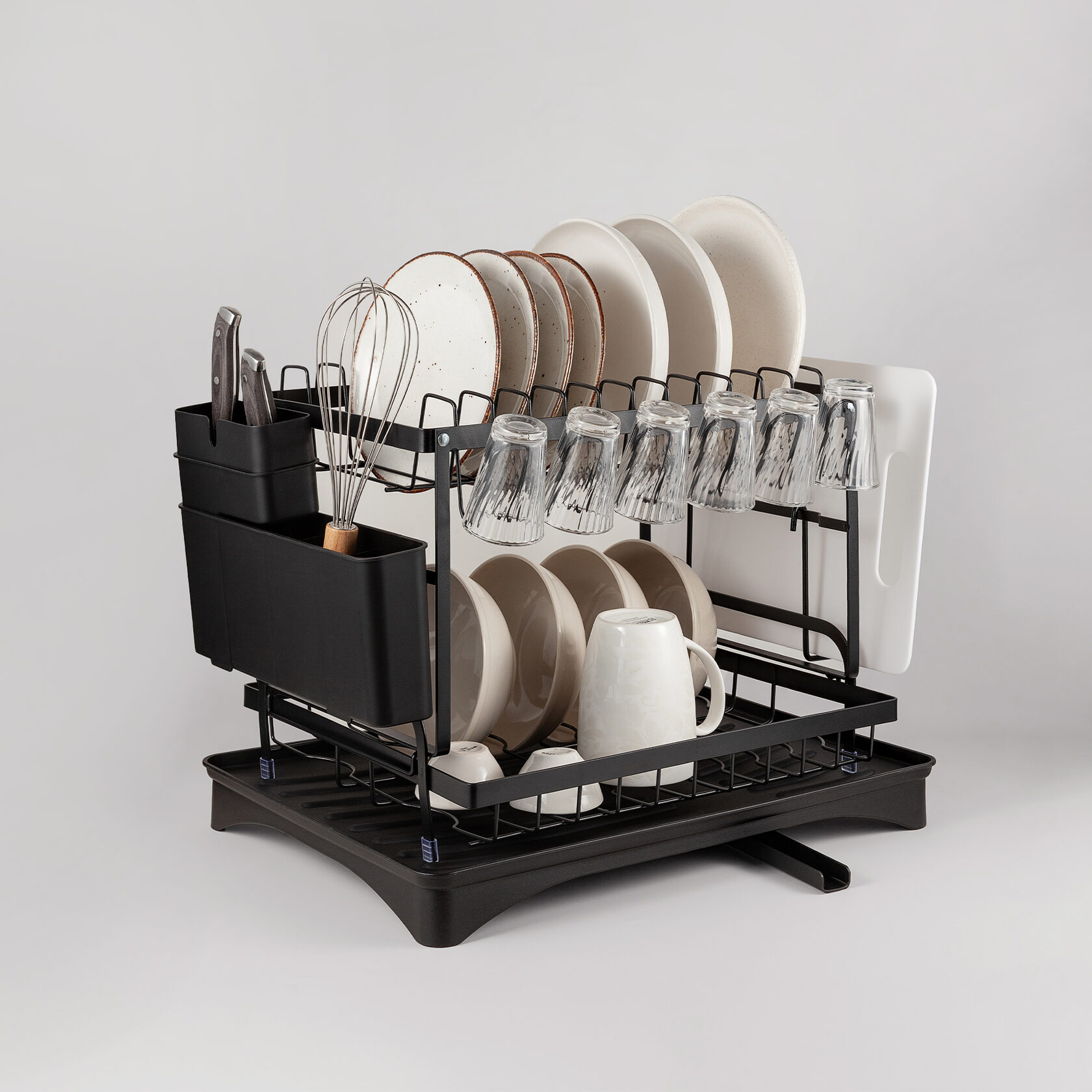 Tabletop two-level dish drying rack by HOME of Ester