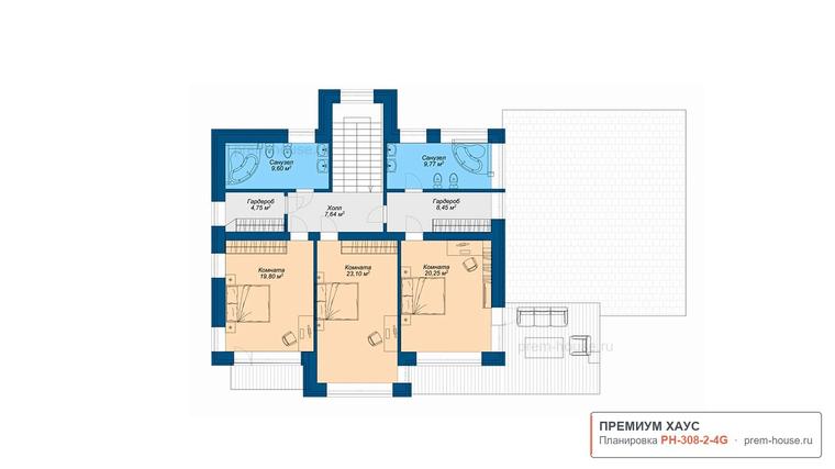 Планировка 2 этажа дома Дом 315м2 2 этажа фахверк с гаражом, 308 м²— Премиум Хаус