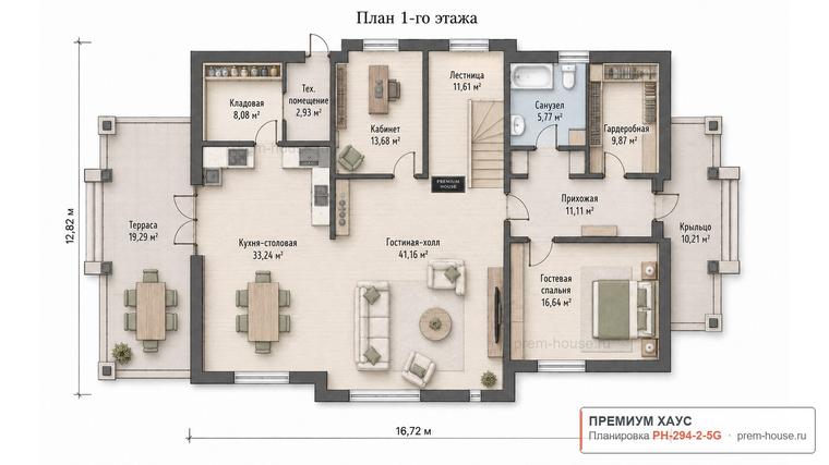 Планировка 1 этажа дома Классический дом в Токсово С300, 294 м²— Премиум Хаус