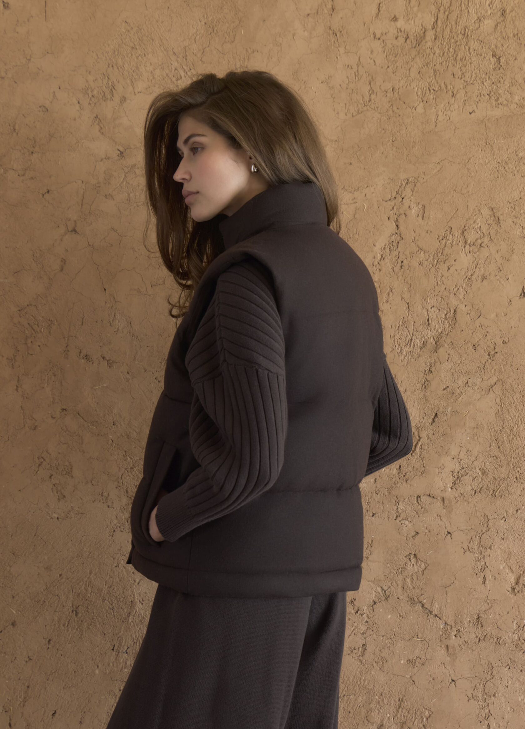 

Стёганый жилет из итальянской шерсти - Коричневый, Brown;коричневый