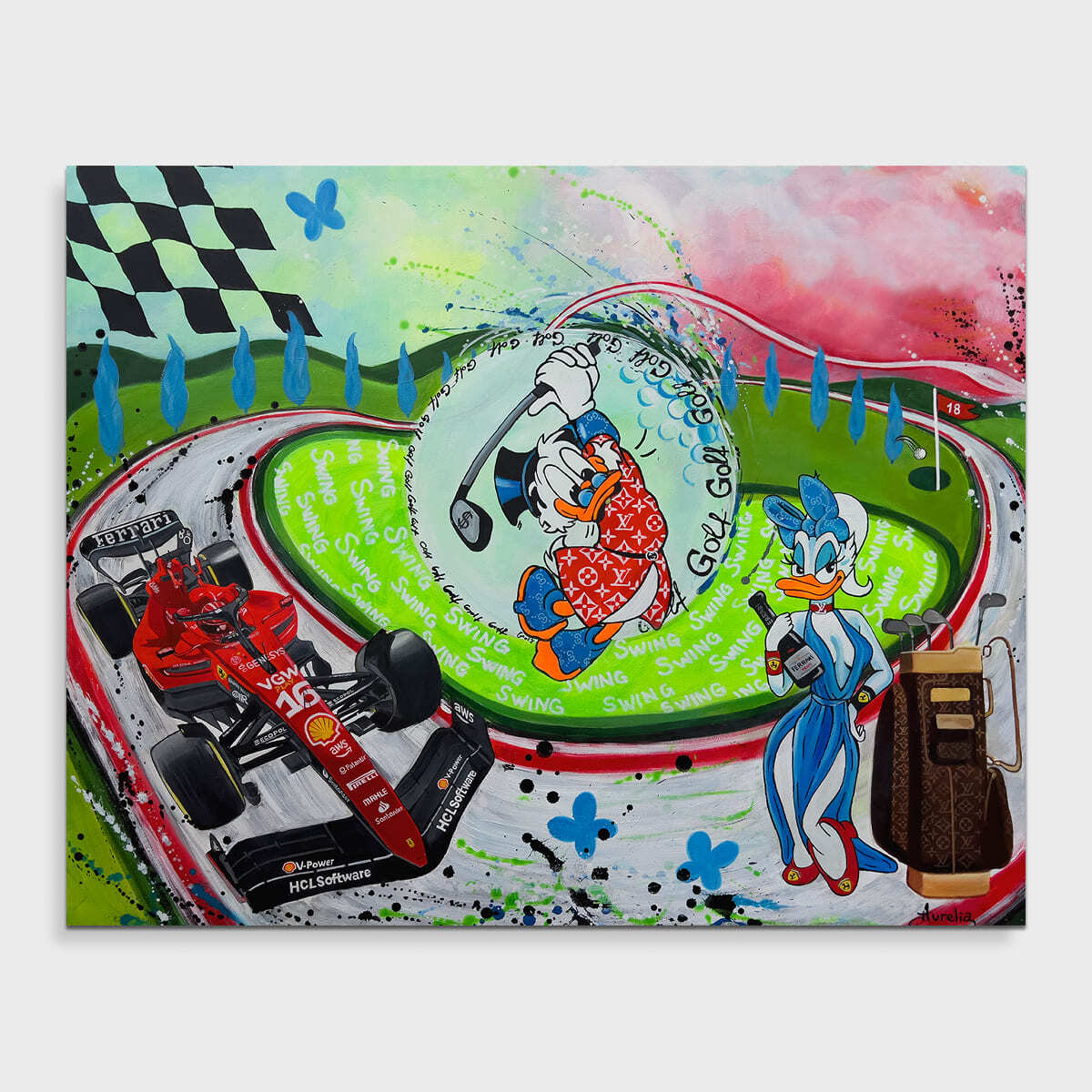 Pop Art Painting “Scrooge & Speed” – Ferrari F1 & Scrooge