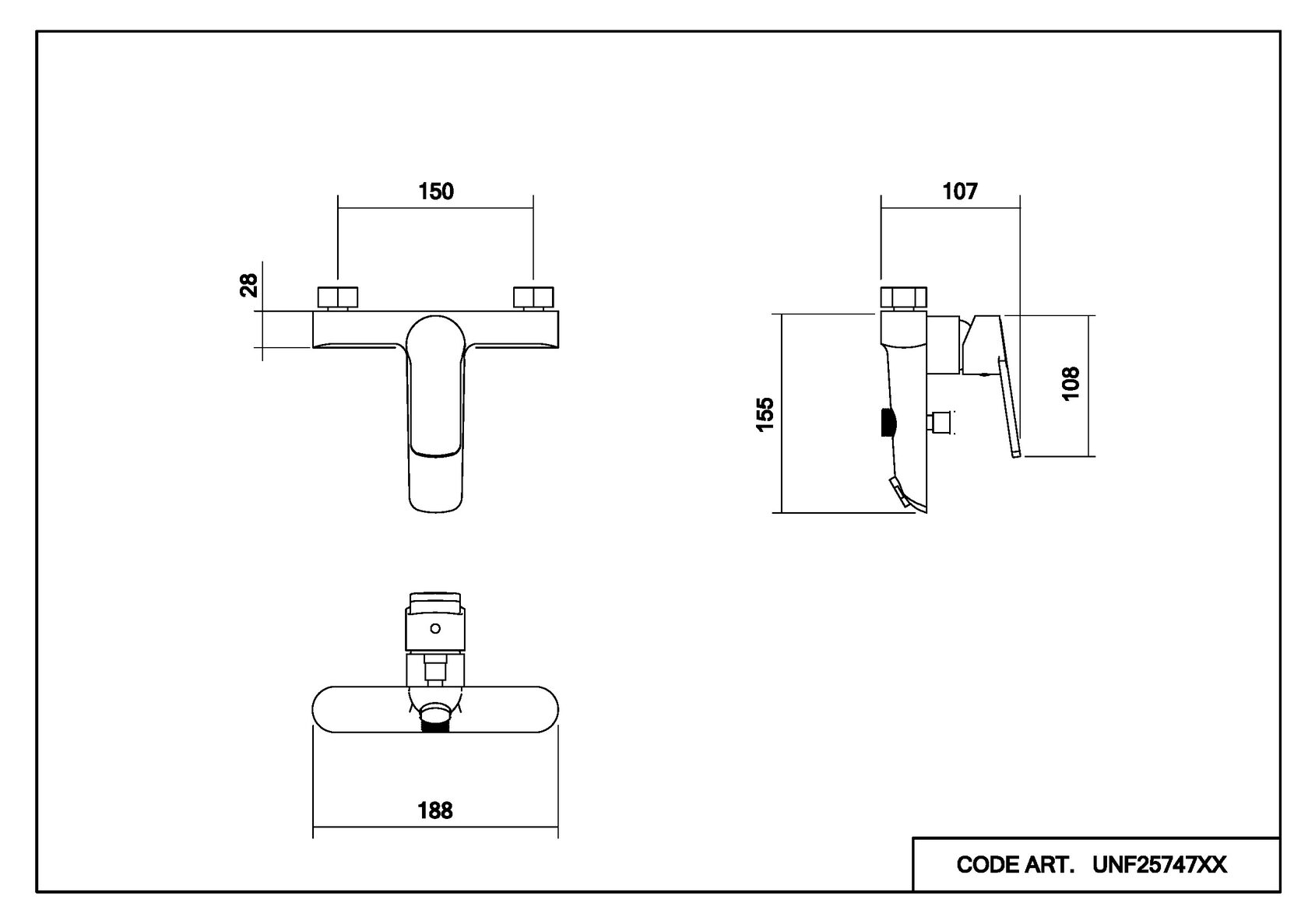 Cмеситель для ванны и душа Lineara схема