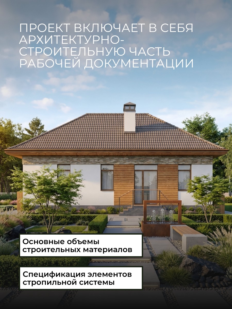 Проект дома 92 м2 / Газобетон / 1 этаж / — фото 3