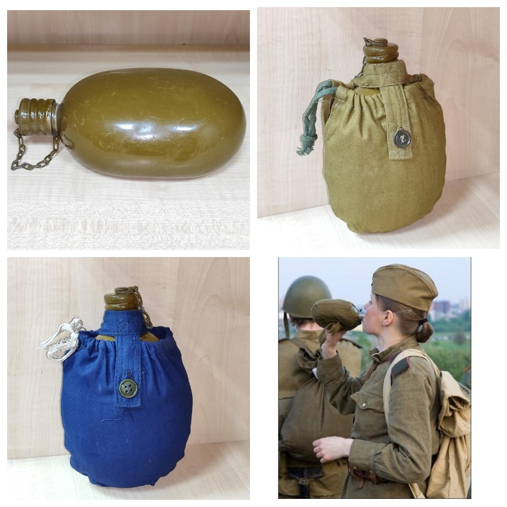 USSR Soviet Russian Army r Original Green Water Flask Military Canteen