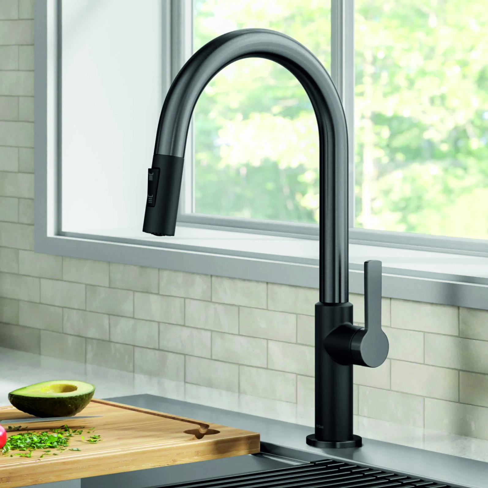 Кухонний змішувач Kraus KPF-2820MBSFSB - изображение 2