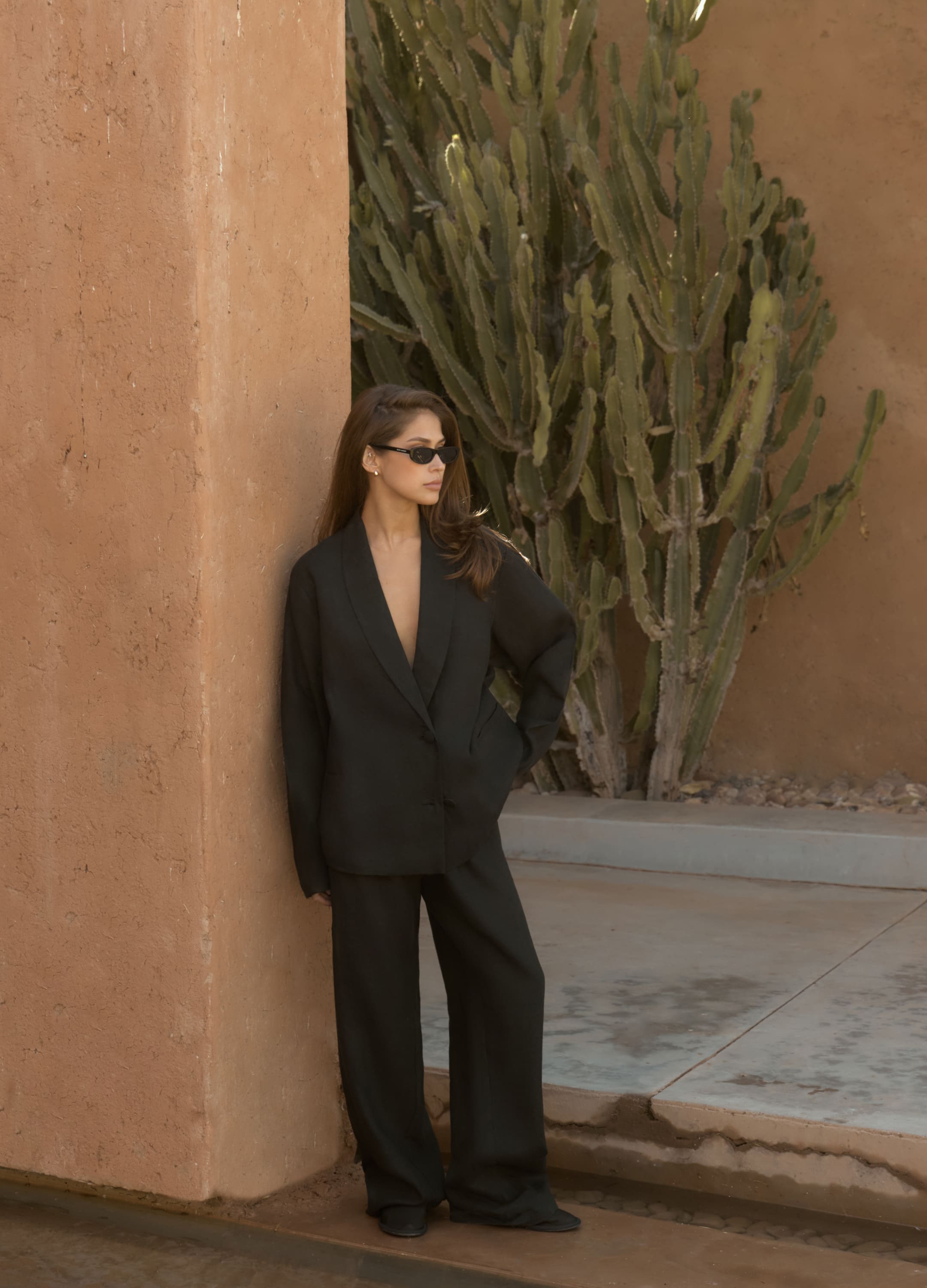 

Льняной костюм Portofino: жакет + брюки - Чёрный, Black;чёрный