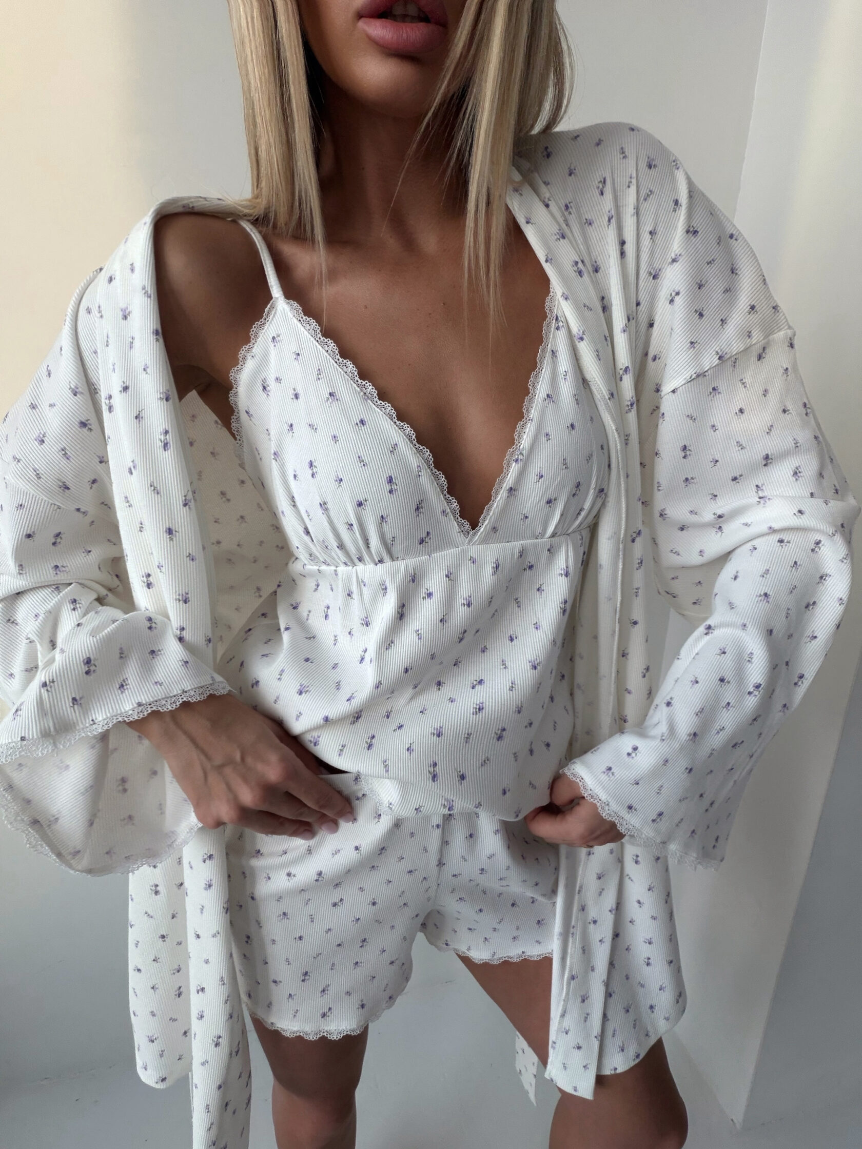 Пижама хлопковая в цветочек