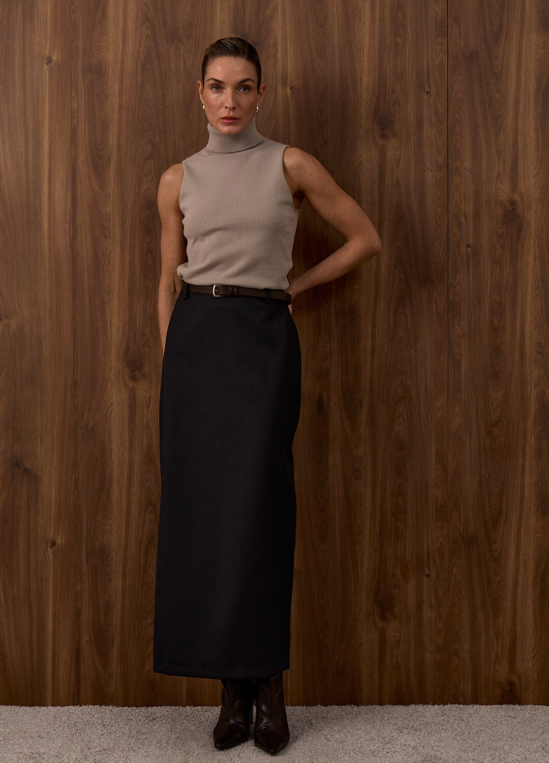 

Юбка-миди из итальянской шерсти First lady - Серая, Rich grey;серый