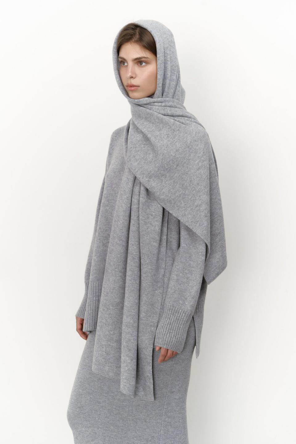 Шаль Soft grey из монгольского кашемира