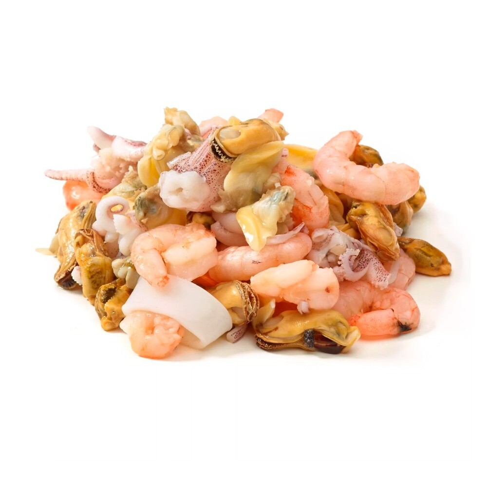 литораль морской коктейль. замороженные продукты. морской гребешок, мидии, креветки, кальмары. - морской коктейль с/м, 1 кг. морской коктейль 8% "fish and more" 860 гр*10 (китай).