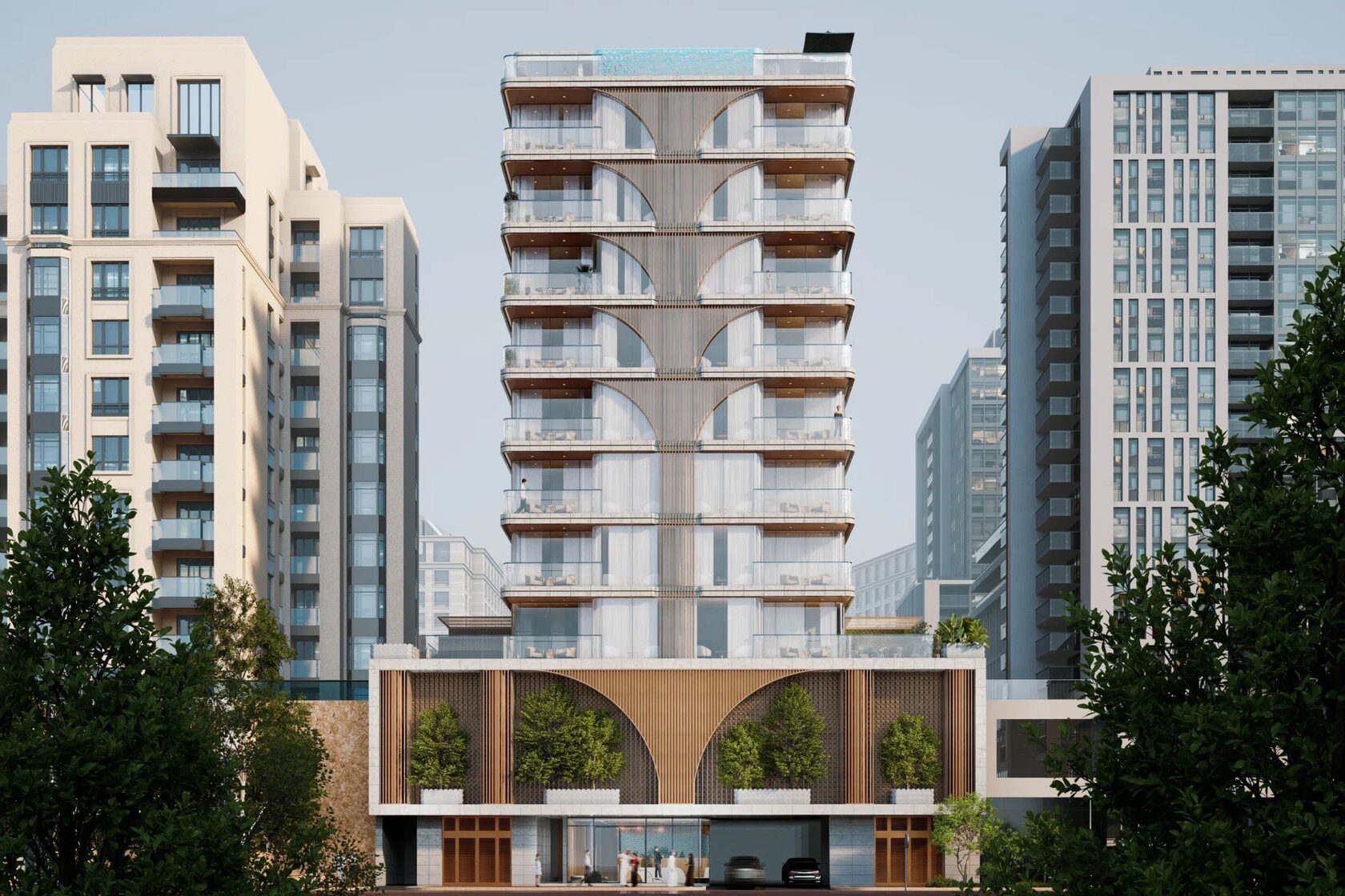 Elegant residential complex in the central area of Jumeirah Garden City.