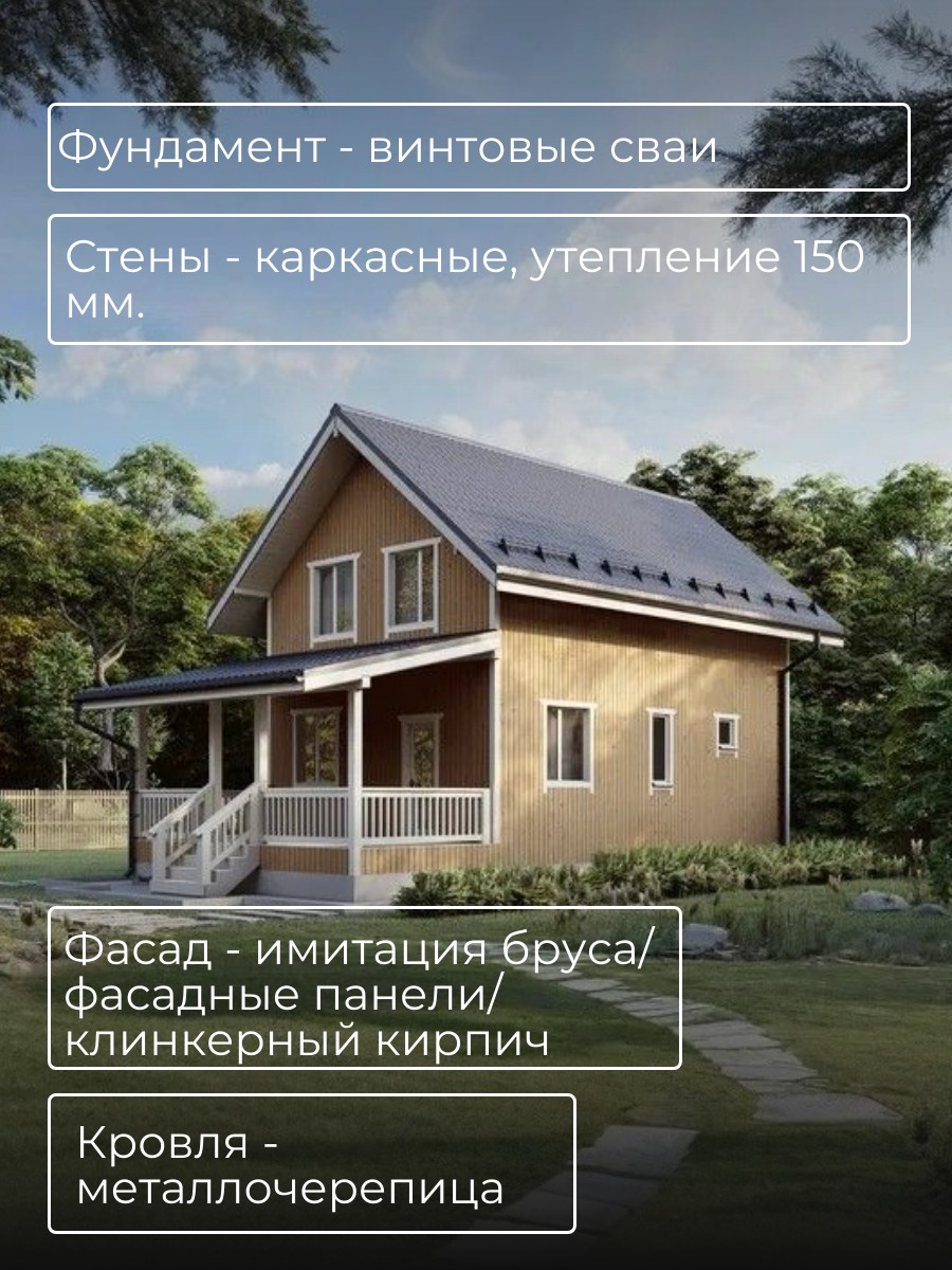 Проект дома 90 м2 / Каркасник / 2 этажа  — фото 6