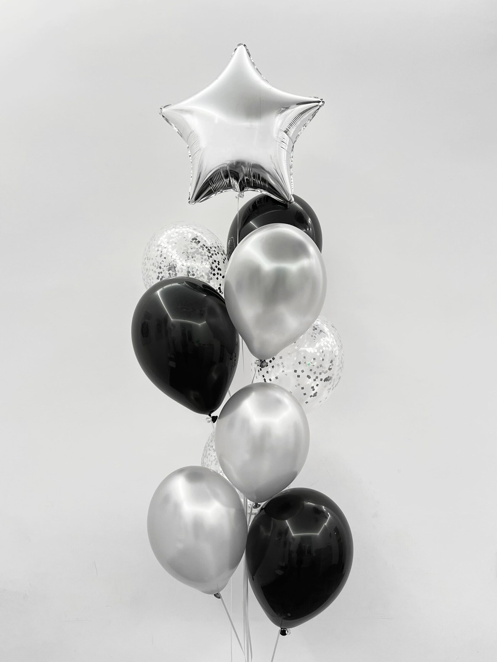фонтан из воздушных шаров диплодок Фонтан из шаров «Серебро» - 10 шаров