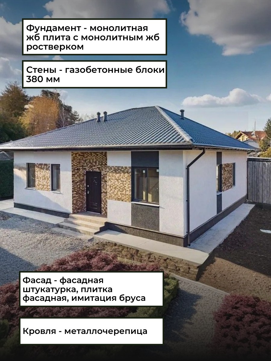 Проект дома 100 м2 / Газобетон / 1 этаж  — фото 6