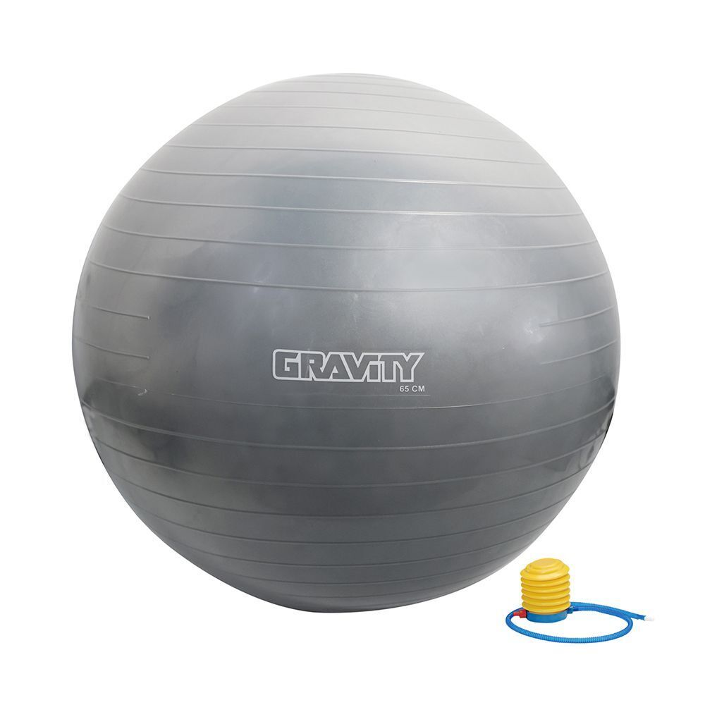 Фитбол Gravity Gymball, 65 см, серебристый, с насосом/Gravity Gymball ...