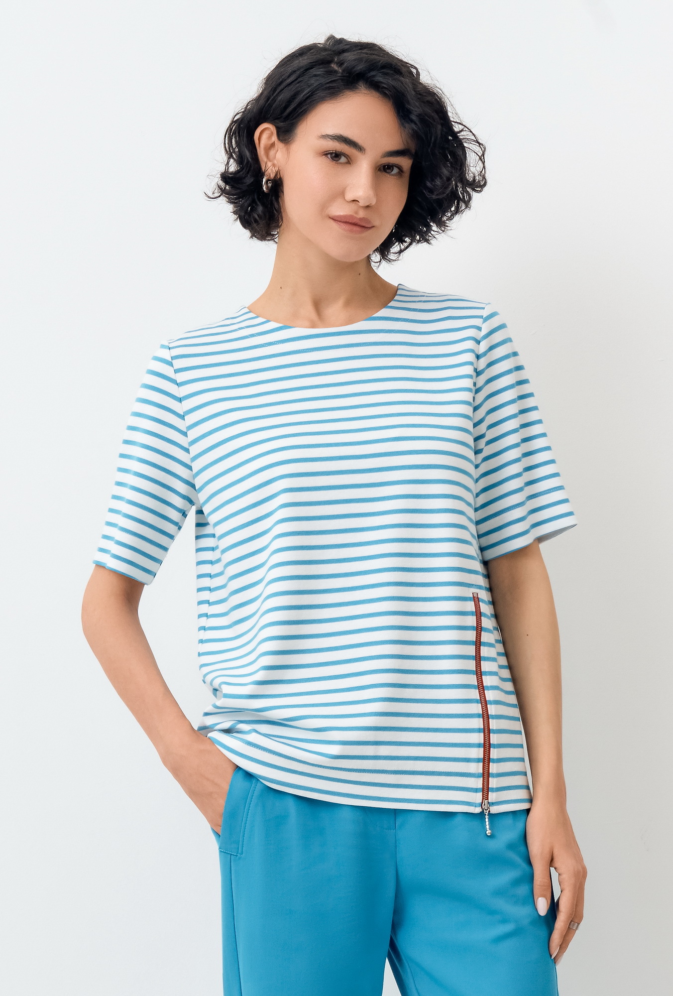 Блуза В24.Ш45.323 лазурная полоса