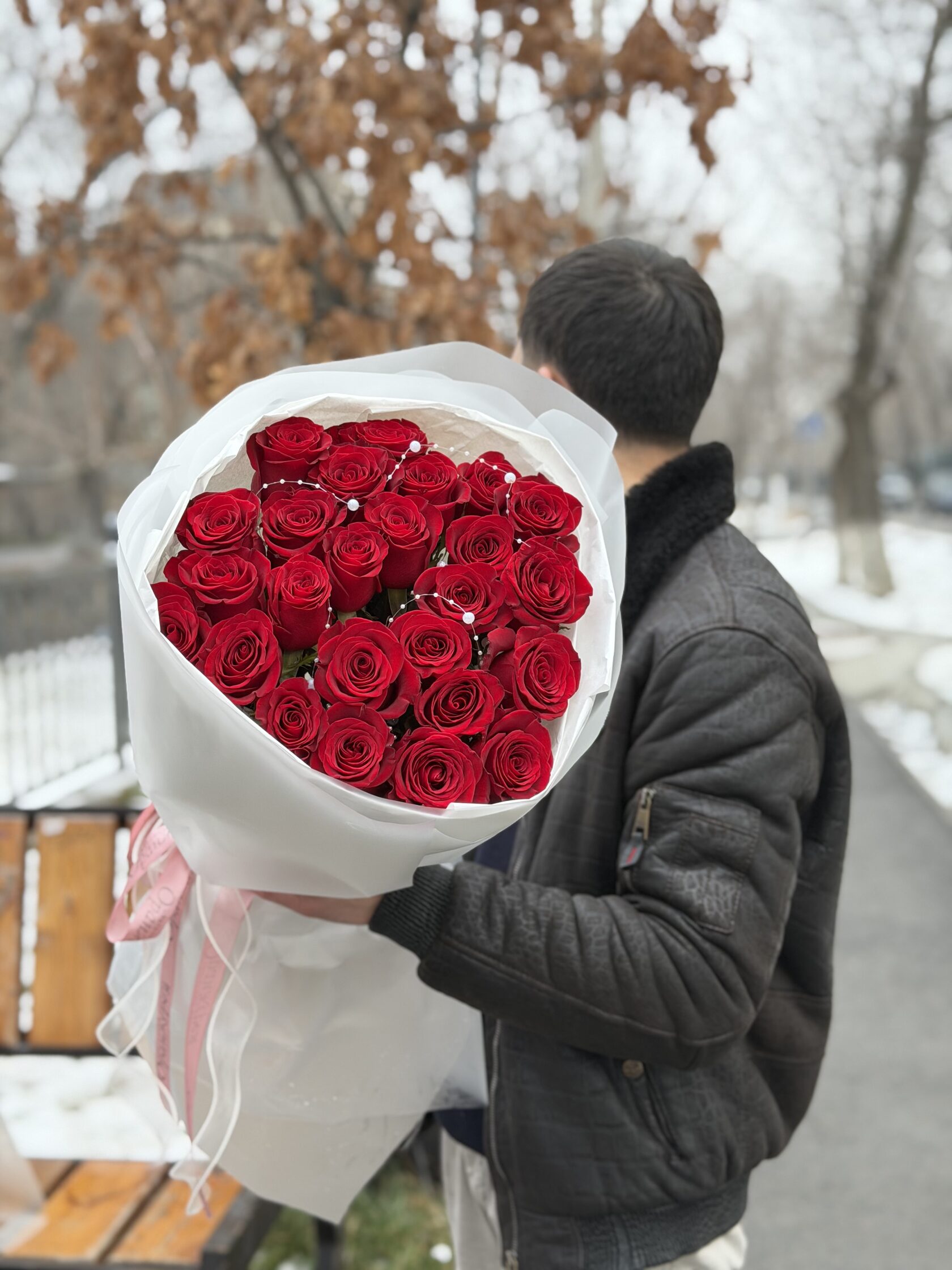 Классический букет из красных роз